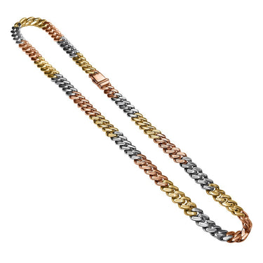 14k Tri Tone Gold Diamond Cuban Chain 12.0 ctw